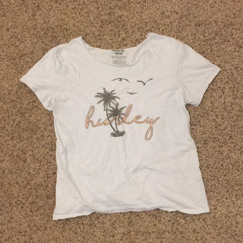 Hurley light blue off the shoulder t-shirt